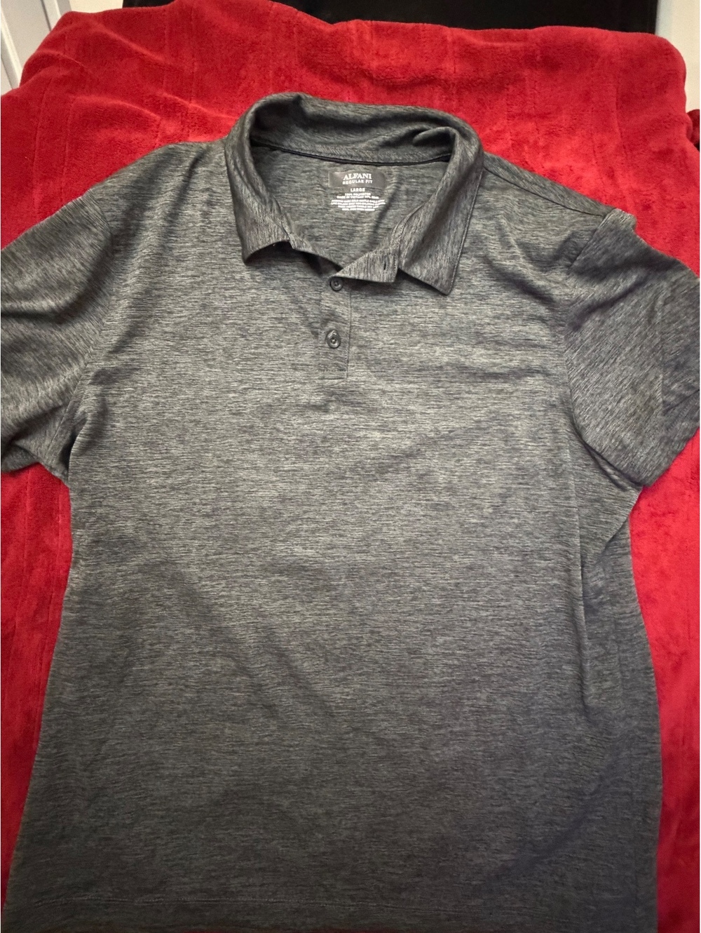 Alfani Regular Fit Large Gray Polyester Polo Shirt